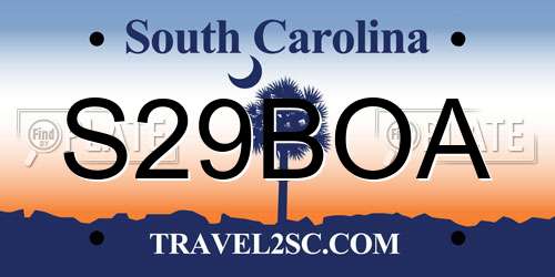 S29BOA South Carolina License Plate