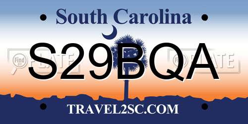 S29BQA South Carolina License Plate