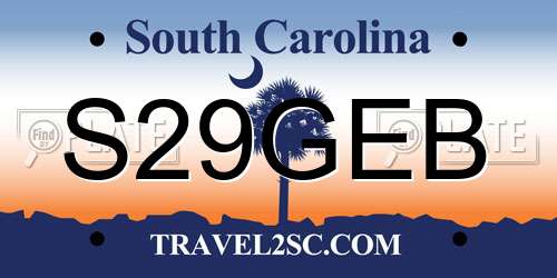 S29GEB South Carolina License Plate
