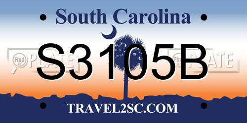 S3105B South Carolina License Plate