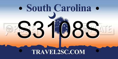 S3108S South Carolina License Plate