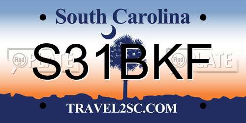 S31BKF South Carolina License Plate
