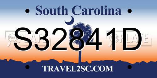 S32841D South Carolina License Plate