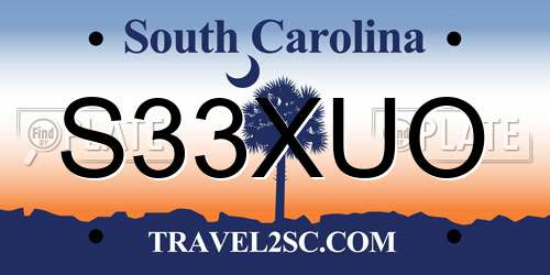 S33XUO South Carolina License Plate