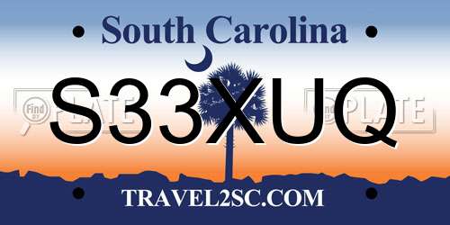 S33XUQ South Carolina License Plate