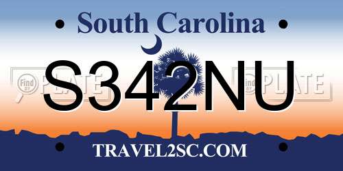 S342NU South Carolina License Plate