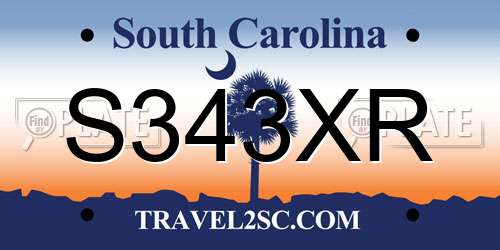 S343XR South Carolina License Plate