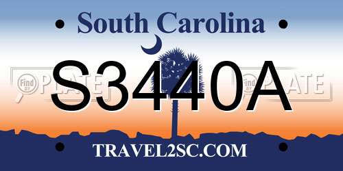 S3440A South Carolina License Plate