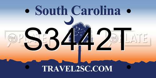 S3442T South Carolina License Plate