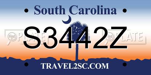 S3442Z South Carolina License Plate