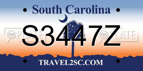 S3447Z South Carolina License Plate