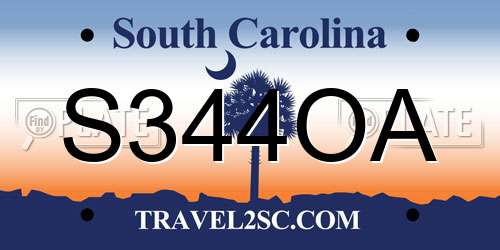 S344OA South Carolina License Plate
