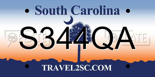 S344QA South Carolina License Plate