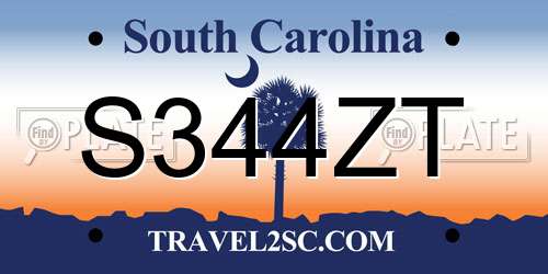 S344ZT South Carolina License Plate