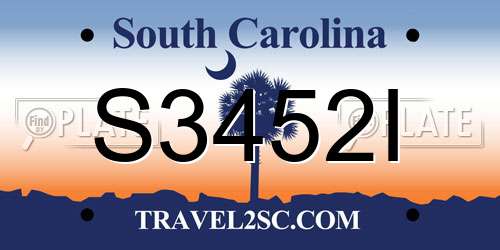 S3452I South Carolina License Plate