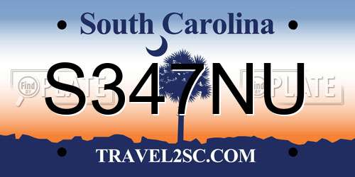 S347NU South Carolina License Plate