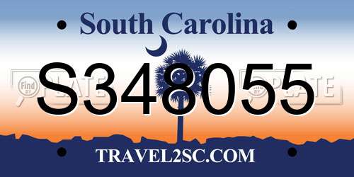 S348055 South Carolina License Plate