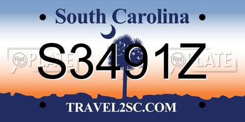 S3491Z South Carolina License Plate