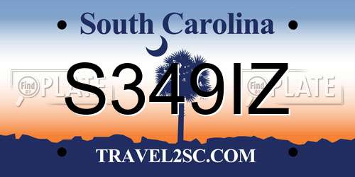 S349IZ South Carolina License Plate