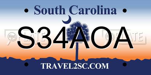 S34AOA South Carolina License Plate