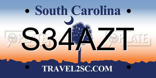 S34AZT South Carolina License Plate