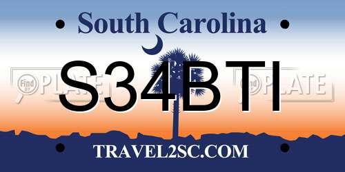 S34BTI South Carolina License Plate