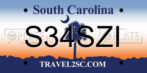 S34SZI South Carolina License Plate