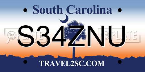 S34ZNU South Carolina License Plate