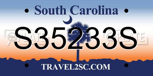 S35233S South Carolina License Plate