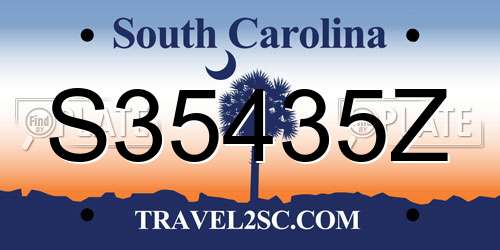 S35435Z South Carolina License Plate