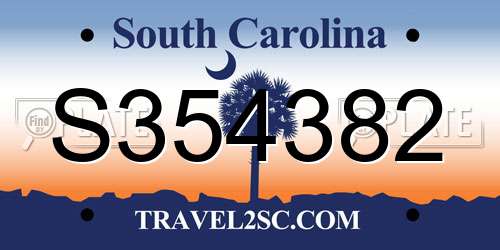 S354382 South Carolina License Plate