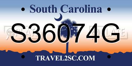 S36074G South Carolina License Plate