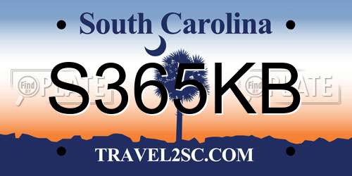 S365KB South Carolina License Plate