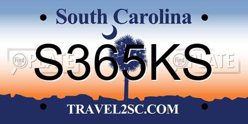 S365KS South Carolina License Plate
