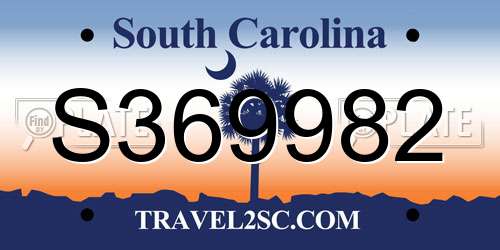 S369982 South Carolina License Plate