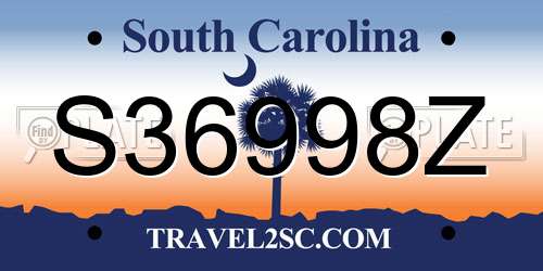 S36998Z South Carolina License Plate
