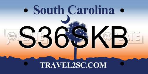 S36SKB South Carolina License Plate