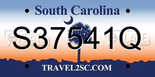 S37541Q South Carolina License Plate