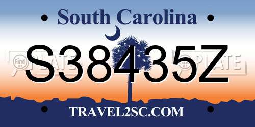 S38435Z South Carolina License Plate
