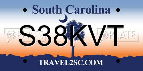 S38KVT South Carolina License Plate