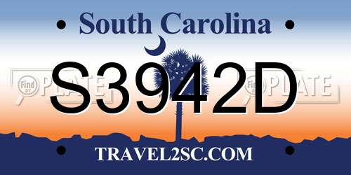 S3942D South Carolina License Plate