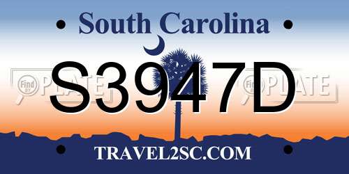 S3947D South Carolina License Plate