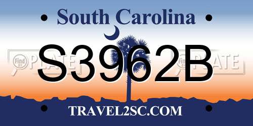S3962B South Carolina License Plate
