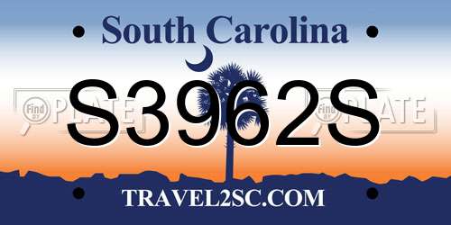 S3962S South Carolina License Plate