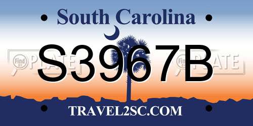 S3967B South Carolina License Plate