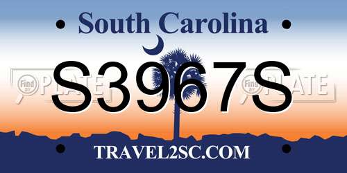 S3967S South Carolina License Plate