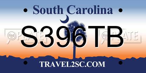 S396TB South Carolina License Plate