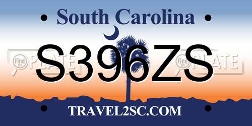 S396ZS South Carolina License Plate