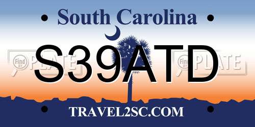 S39ATD South Carolina License Plate