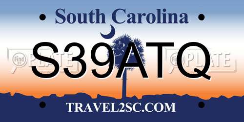 S39ATQ South Carolina License Plate